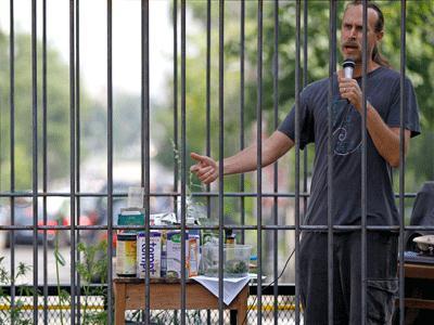 David Bronner locked himself in a metal cage with hemp plants and equipment to grow it.